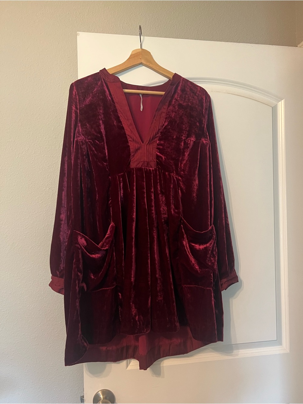 Free People Choose Me Burgundy Tunic Dress with Pockets